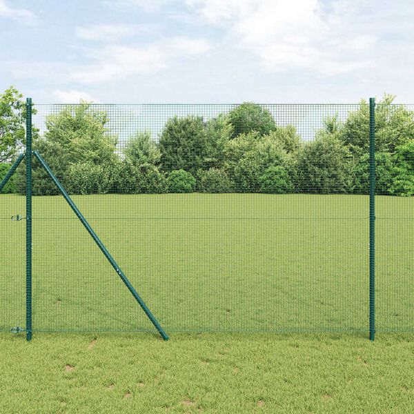 vidaXL Fence Post Green 10 x 1.5 m (16 x 16 mm mesh) Steel and PVC