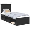 vidaXL Bed Frame with Headboard Black 75 x 190 cm Solid Pine Wood