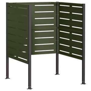 vidaXL Wheelie Bin Screen 85 x 85 x 113 cm Steel Olive Green