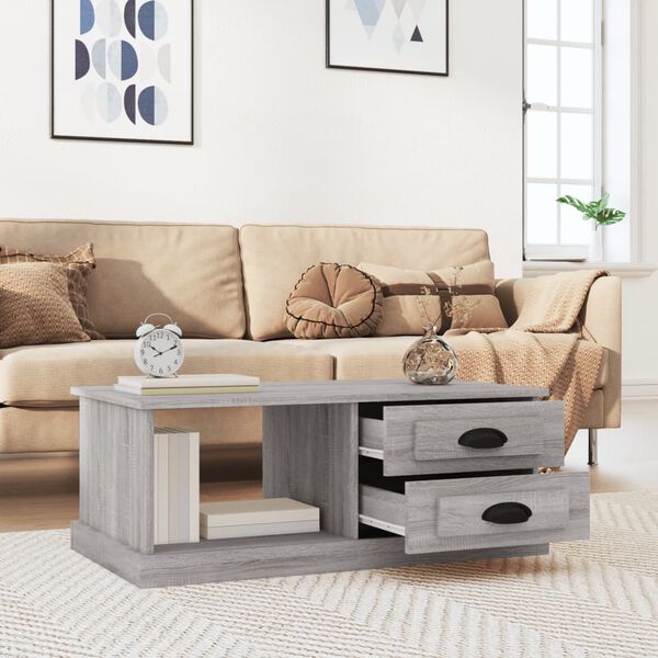 vidaXL Coffee Table Grey Sonoma 90x50x35 cm Engineered Wood