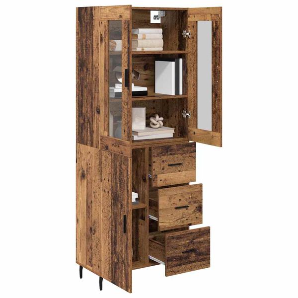 vidaXL Highboard with Drawer 2 pcs Old Wood Engineered Wood