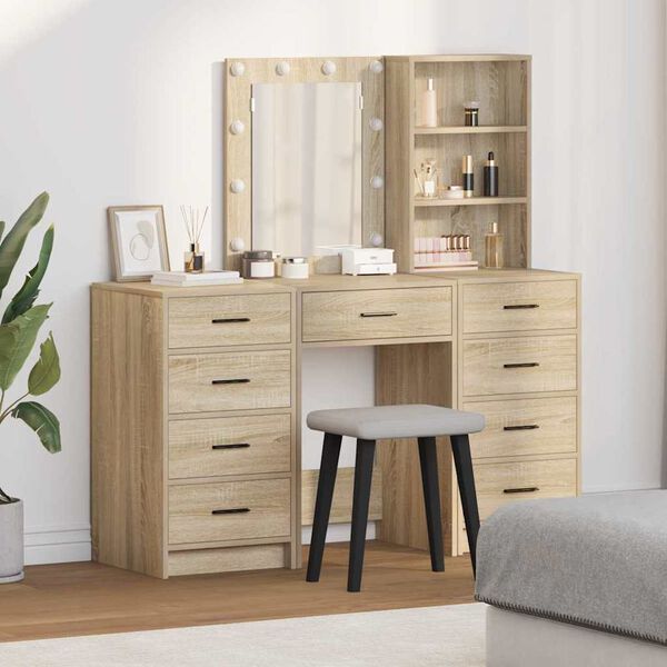 vidaXL Dressing Table 3 pcs Brown 40 x 41 x 135 cm Engineered wood