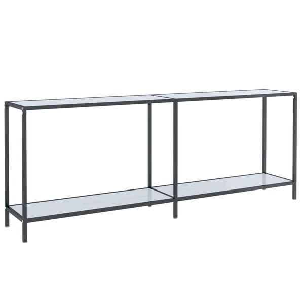 vidaXL Console Table White 200x35x75.5 cm Tempered Glass
