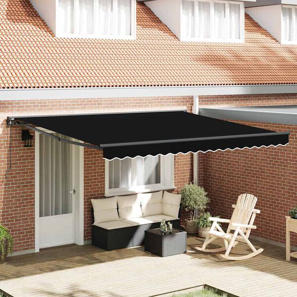 vidaXL Retractable Awning Black 400 x 300 cm Polyester and Metal