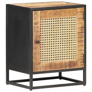 vidaXL Bedside Cabinet | Rough Mango Wood, Natural Cane
