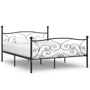vidaXL Bed Frame without Mattress with Slatted Base Black Metal 180x200 cm Super King