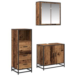 vidaXL Bathroom Furniture Set 3 pcs Old Wood Engineered Wood