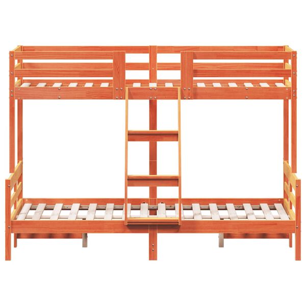 vidaXL Bunk Bed without Mattress 80x200/120x200 cm Wax Brown Solid Wood