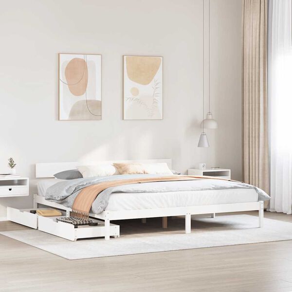 vidaXL Bed Frame without Mattress White 200x200 cm Solid Wood Pine