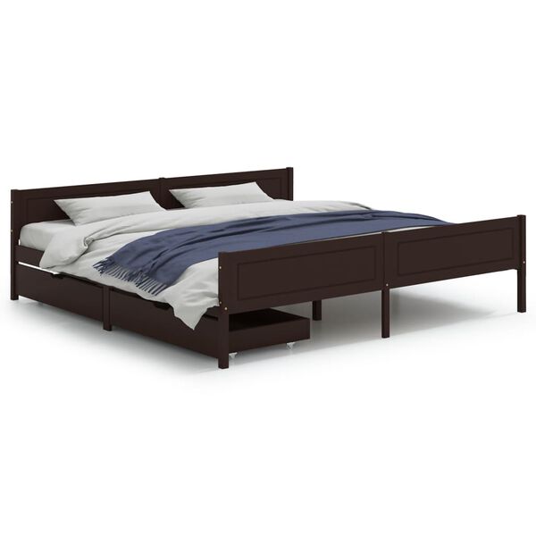 vidaXL Bed Frame without Mattress Dark Brown 200x200 cm Solid Wood