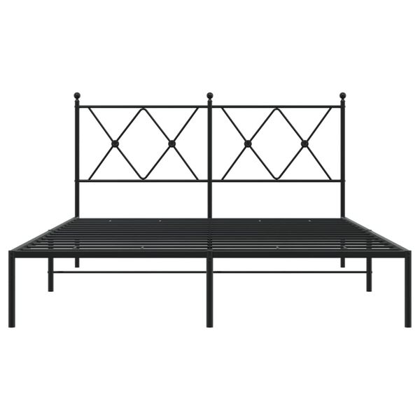 vidaXL Metal Bed Frame without Mattress with Headboard Black 140x190cm