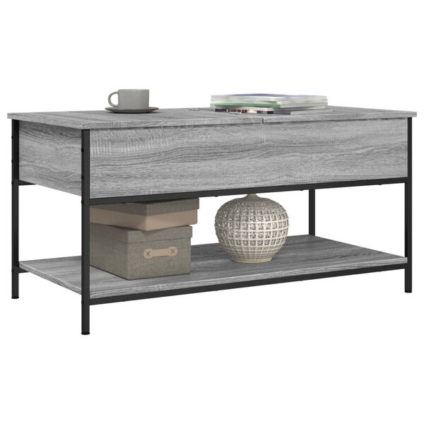 vidaXL Coffee Table Grey Sonoma 100x50x50 cm Engineered Wood and Metal