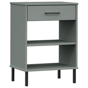 vidaXL Console Cabinet with Metal Legs Grey Solid Wood Pine "OSLO