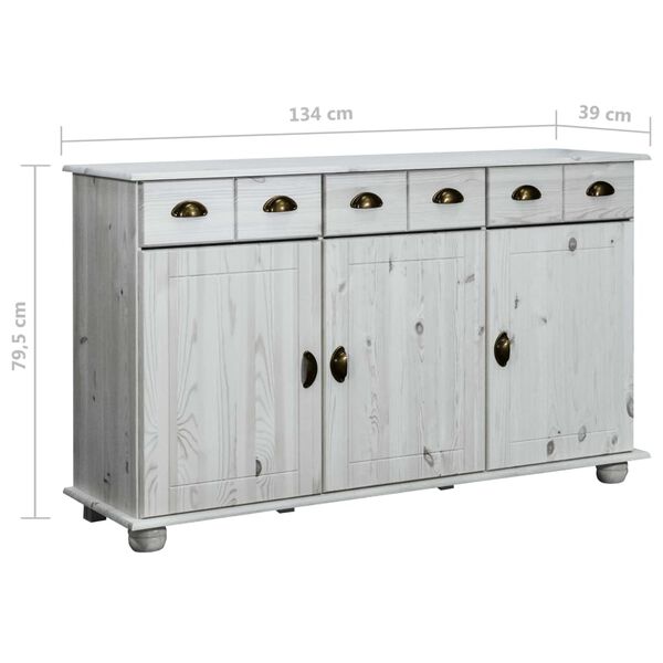 vidaXL Sideboard 134x39x79.5 cm Solid Pine Wood