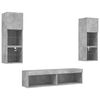 vidaXL 6 Piece TV Wall Units with LED Concrete Grey Engineered Wood