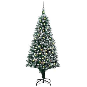 vidaXL Christmas Tree | Green and white | PVC, steel, plastic | 240 cm