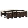 vidaXL 11 Piece Garden Dining Set with Cushions Brown Poly Rattan