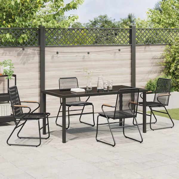 vidaXL Garden Dining Set 5 pcs Black Powder-Coated Steel