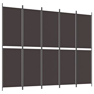 vidaXL 5-Panel Room Divider Brown 250x200 cm Fabric