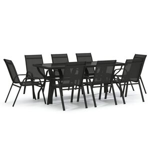 vidaXL 9 Piece Garden Dining Set Black