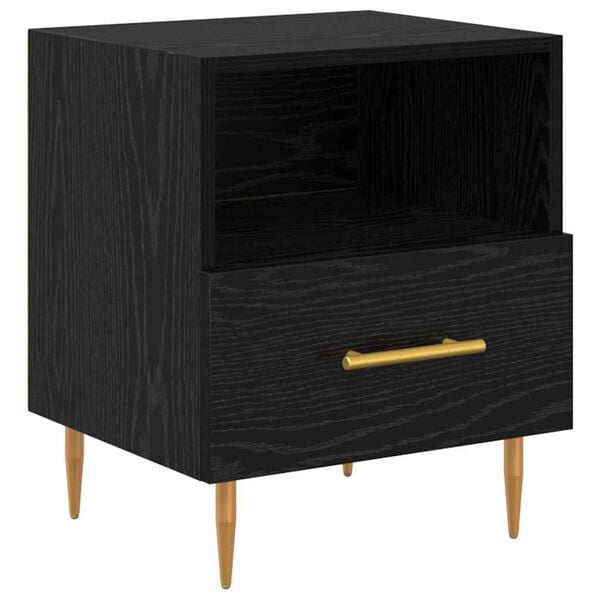 vidaXL Bedside Table Black 40 x 35 x 47.5 cm Engineered Wood