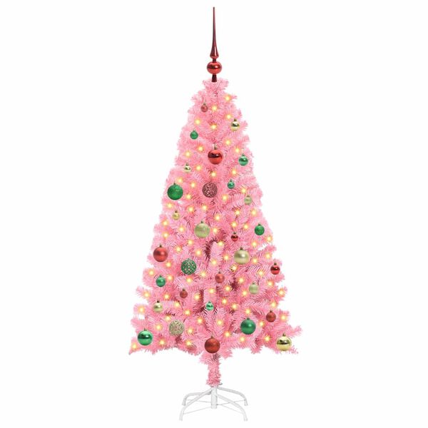 vidaXL Christmas Tree with 150 LEDs with Stand Pink 150 cm PVC