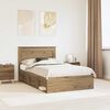 vidaXL Bed Frame with Drawer Artisian Oak 135 x 190 cm Solid Pine Wood