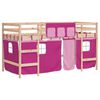 vidaXL Kids' Loft Bed with Curtains without Mattress Pink 90x200cm