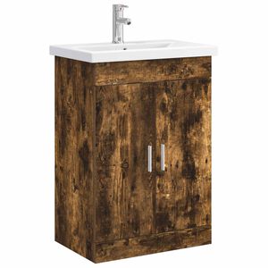 vidaXL Bathroom Furniture Set Smoked Oak 61 x 40 x 84.5 cm