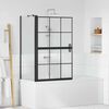 vidaXL Bath Shower Screen Black and Transparent 80 x 68 x 128 cm
