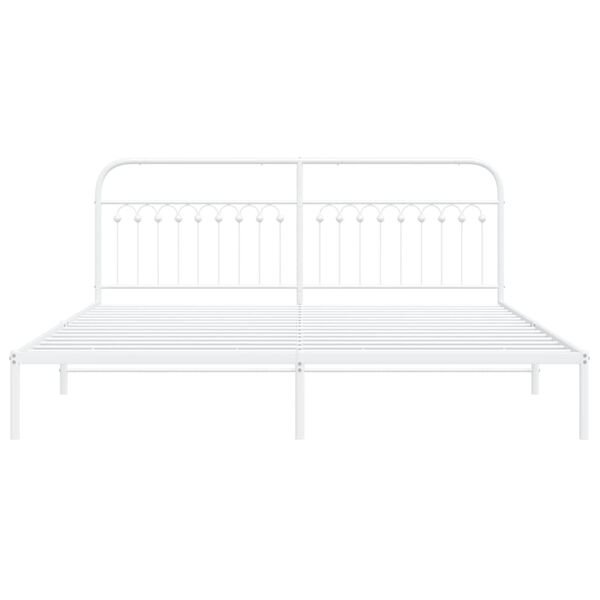 vidaXL Metal Bed Frame without Mattress with Headboard White 193x203cm