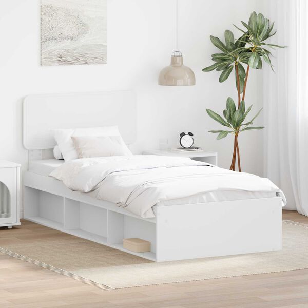 vidaXL Bed Frame with Headboard White 90 x 190 cm Solid Pine Wood