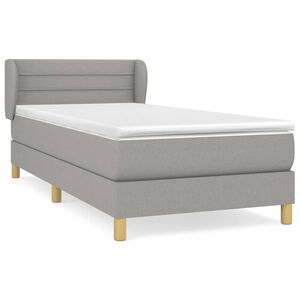 vidaXL Box Spring Bed with Mattress Light Grey 90x200 cm Fabric