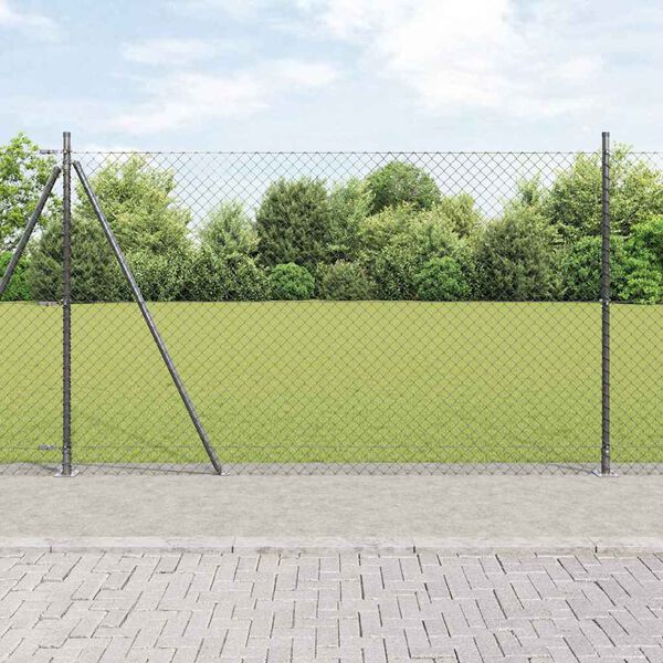 vidaXL Fence Post Grey 10 x 1.4 m (40 x 40 mm mesh) Steel and PVC