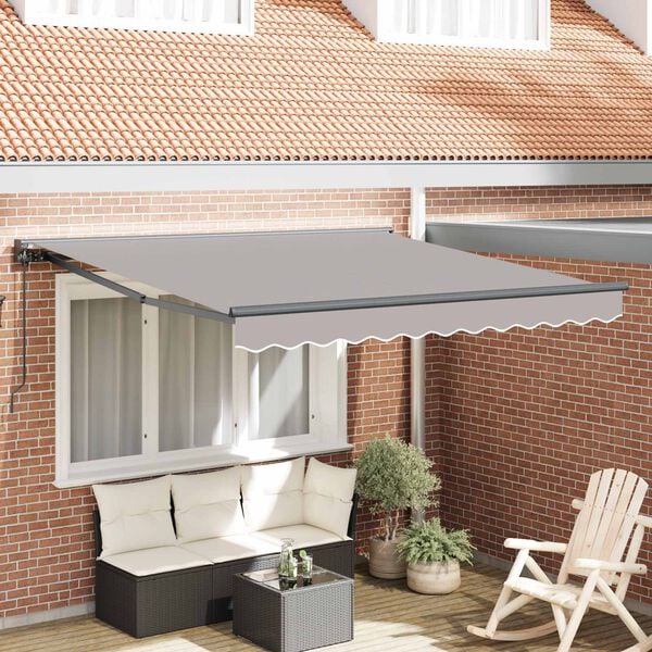 vidaXL Retractable Awning Light Grey 300 x 250 cm Aluminium and Fabric