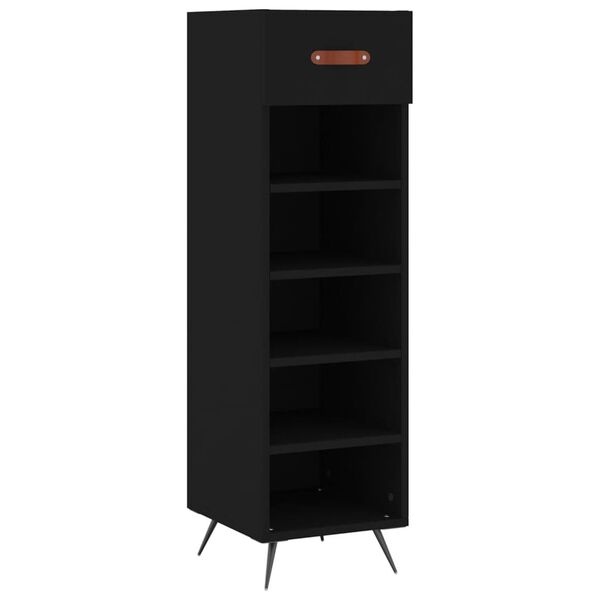 vidaXL Shoe Cabinet Black 30x35x105 cm Engineered Wood