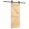 vidaXL Sliding Door Natural and Black 85 x 210 cm Solid Pine Wood