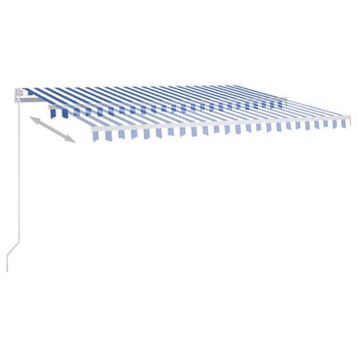 vidaXL Automatic Awning with LED&Wind Sensor 4.5x3.5 m Blue and White