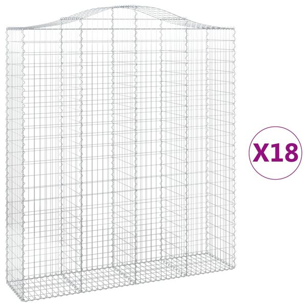 vidaXL Arched Gabion Baskets 18 pcs 200x50x220/240 cm Galvanised Iron