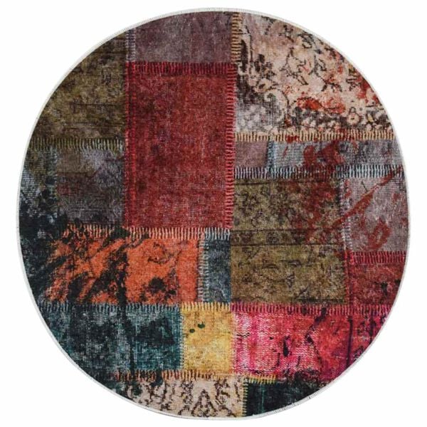vidaXL Rug Washable Patchwork &phi;120 cm Multicolour