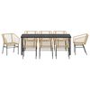 vidaXL Garden Dining Set 9 pcs Brown Poly Rattan
