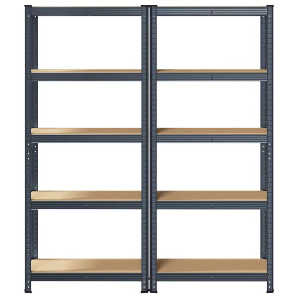 vidaXL 5-Layer Storage Shelves 2 pcs Anthracite Steel&Engineered Wood