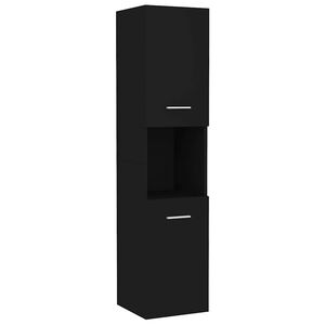 vidaXL Bathroom Cabinet Black 30x30x130 cm Engineered Wood