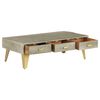 vidaXL Coffee Table Solid Mango Wood Grey with Brass 110x60x35 cm