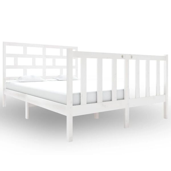 vidaXL Bed Frame without Mattress White Solid Wood Pine Small Double
