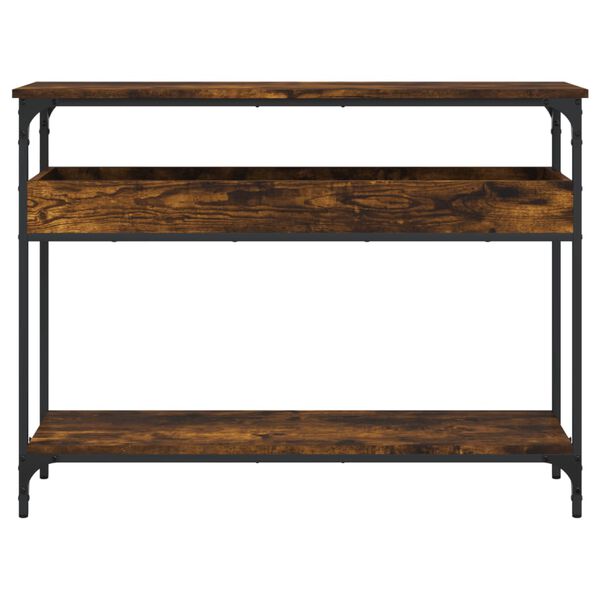 vidaXL Console Table with Shelf Smoked Oak 100x29x75cm Engineered Wood
