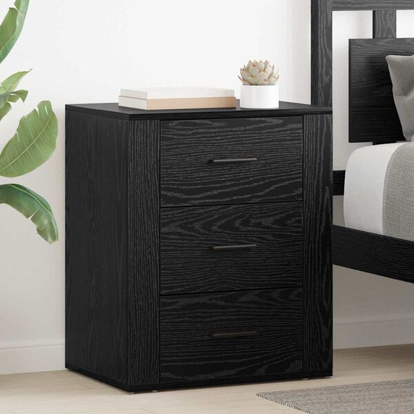 vidaXL Bedside Cabinet Black oak 50 x 36 x 60 cm Engineered wood