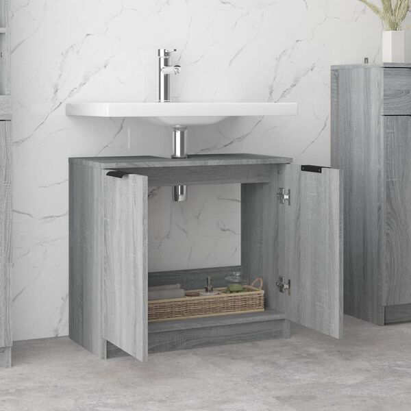 vidaXL Bathroom Cabinet Grey Sonoma 64.5x33.5x59 cm Engineered Wood