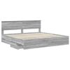 vidaXL Bed Frame with Drawer Grey Sonoma 200 x 200 cm Engineer Wood