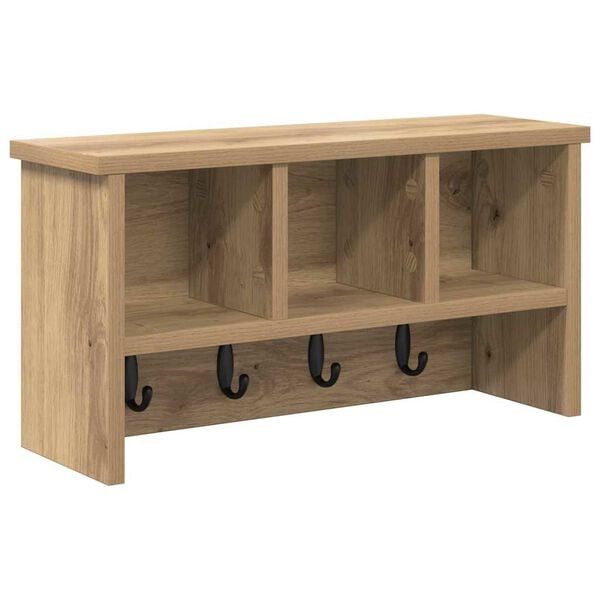 vidaXL Wall-Mounted Coat Rack with Shelf Artisan oak 50 x 16 x 26 cm